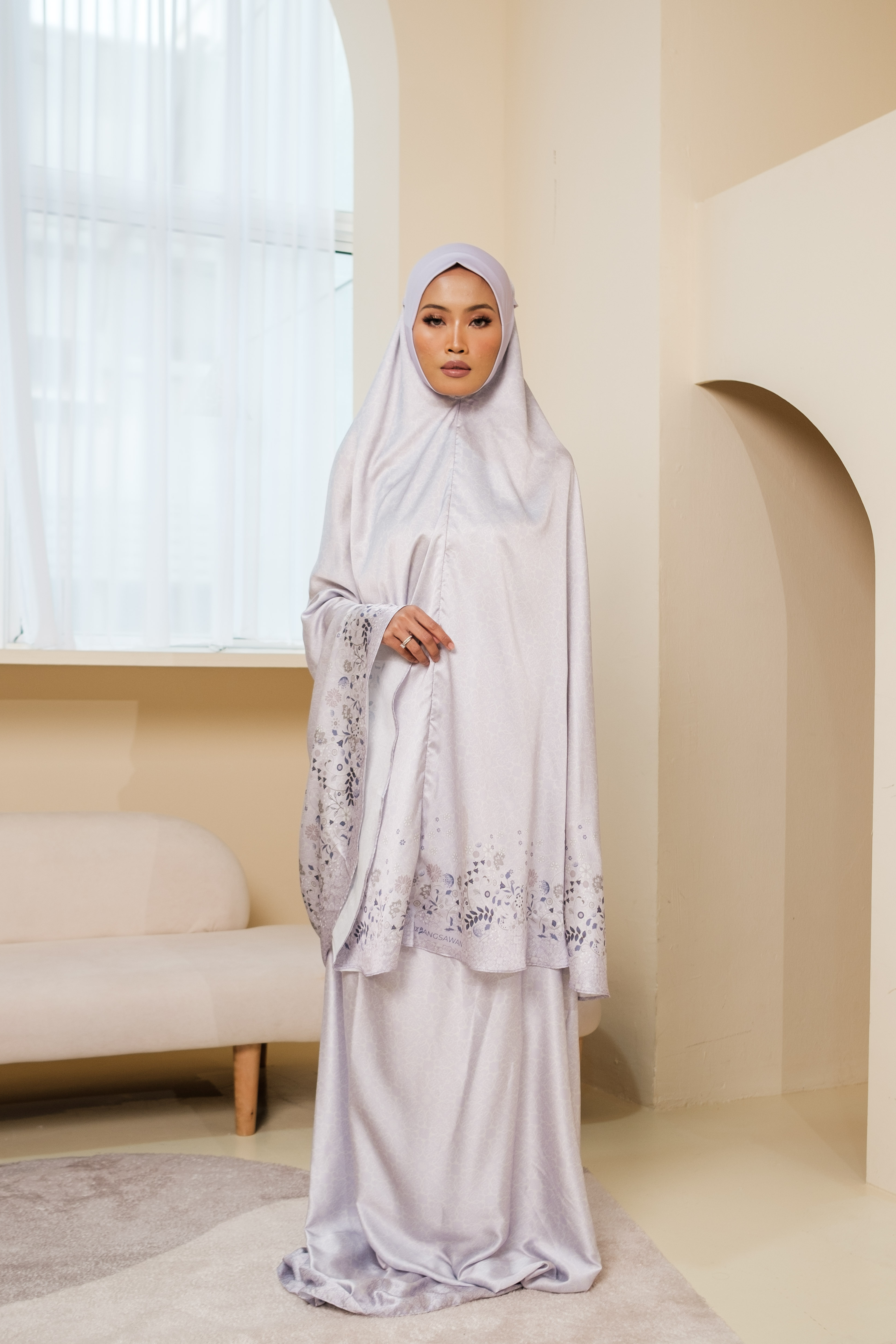 Telekung Hajar in Lilac