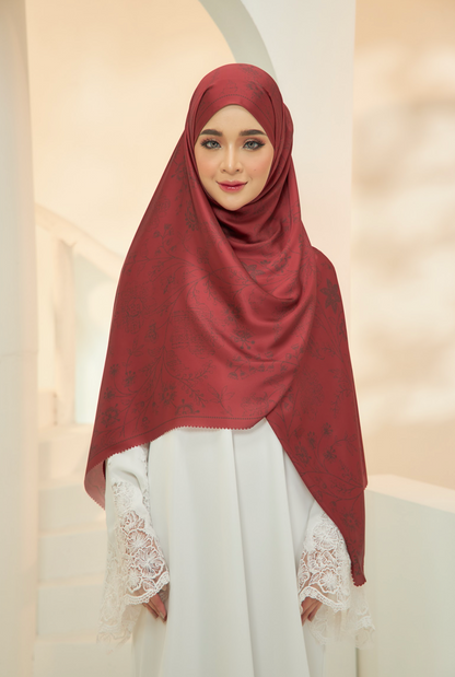 Zizi x Bangsawan : Truffle Shawl in Rosewood Maroon